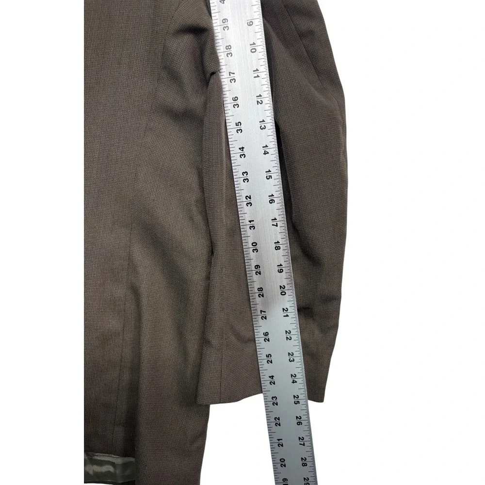 vtg 90s Towncraft 44R 36x32 Brown 2pc Pant Suit Wool Blend Pleated High Waisted